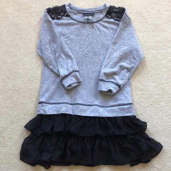 Other - A light gray with black ruffled bottom dress.